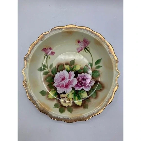 VTG Floral Pitcher/Bowl Wash Basin‎ Set Roses Gold Trim by Lefton China 6" Japan - Picture 7 of 8